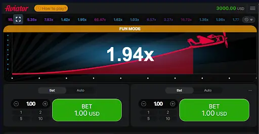 1win Aviator game interface