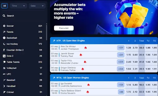 1win betting site with a wide range of sports to bet on