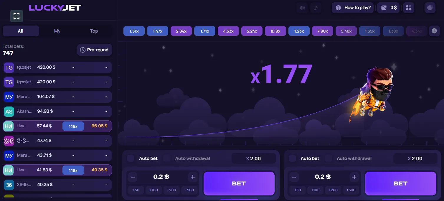 1win Lucky Jet gameplay